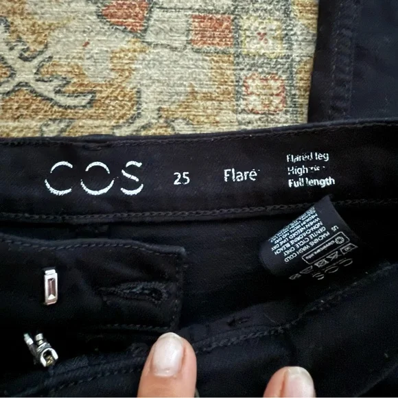 COS Black Flare Pants Women’s Size 25 Tailored Wide Leg High Waist Minimalist - Picture 11 of 16